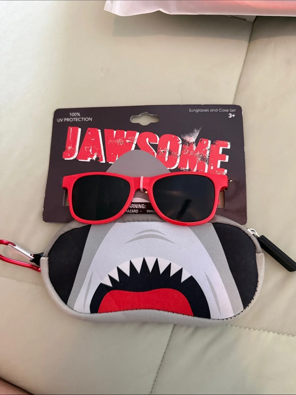 Jawsome Red Kids Sunglasses with Shark Case
